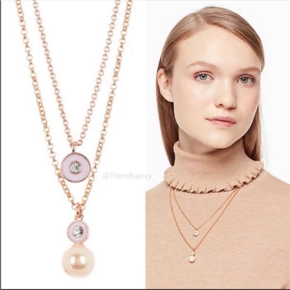 Kate Spade New York Rose Gold Layered Pearl Pendant Necklace NWT Gift